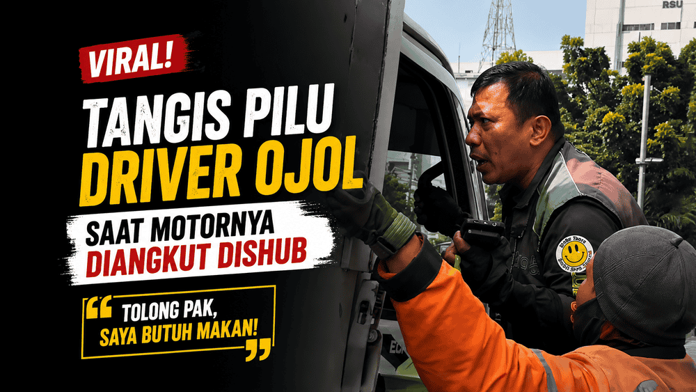 Tangis Pilu Driver Ojol Saat Motornya Diangkut Dishub