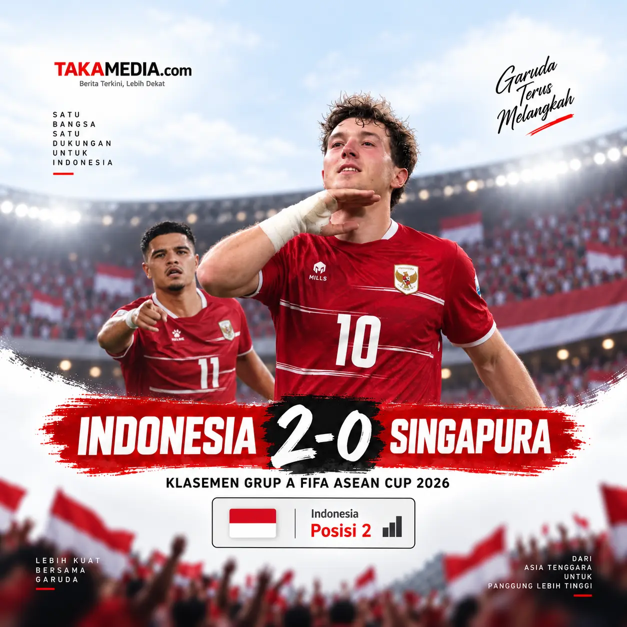 Indonesia Kalahkan Singapura 2–0